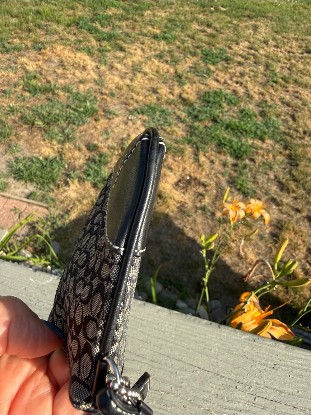 Coach Black and Gray Signature Canvas Wristlet - Picture 5 of 7